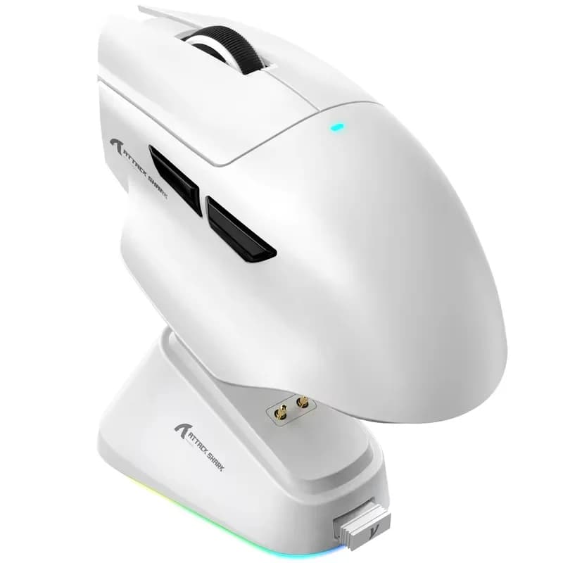 Mouse Wireless ATTACK SHARK V6, 25000 DPI, Base di Ricarica Magnetica Touch, Connessione Bluetooth Tri-Mode, Mouse da Gaming con Macro