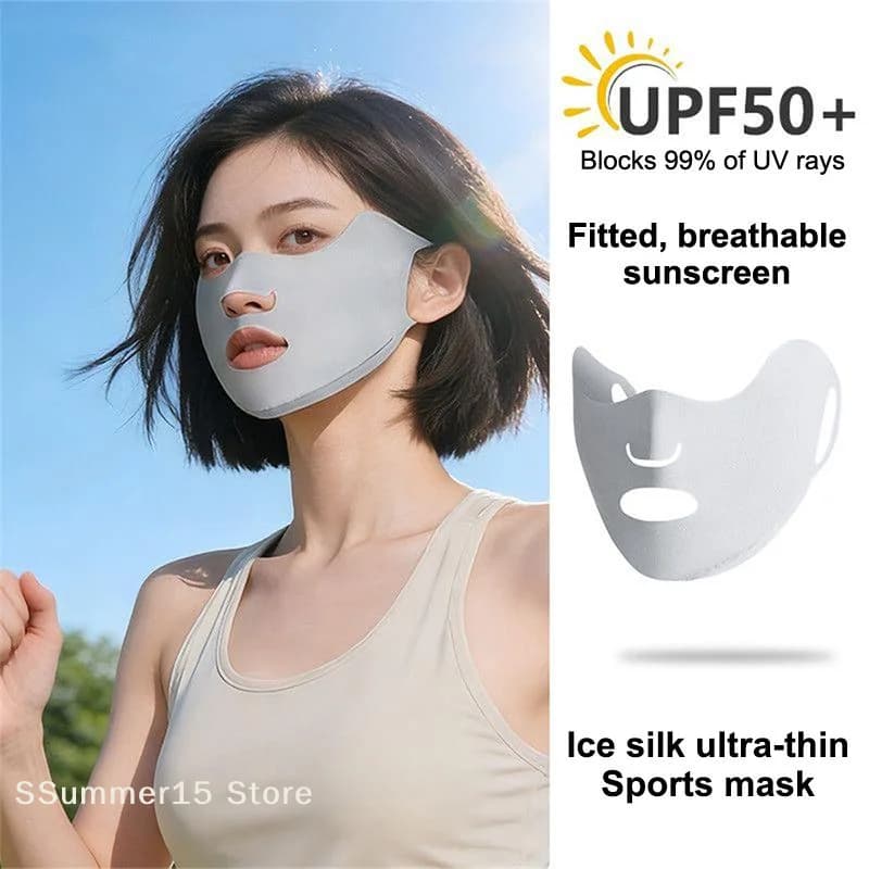 【R】2PCS New Breathable Ice Silk Mask Washable Dustproof Sunscreen Mask Anti-UV Riding Face Mask Protect The Corners Of The Eyes