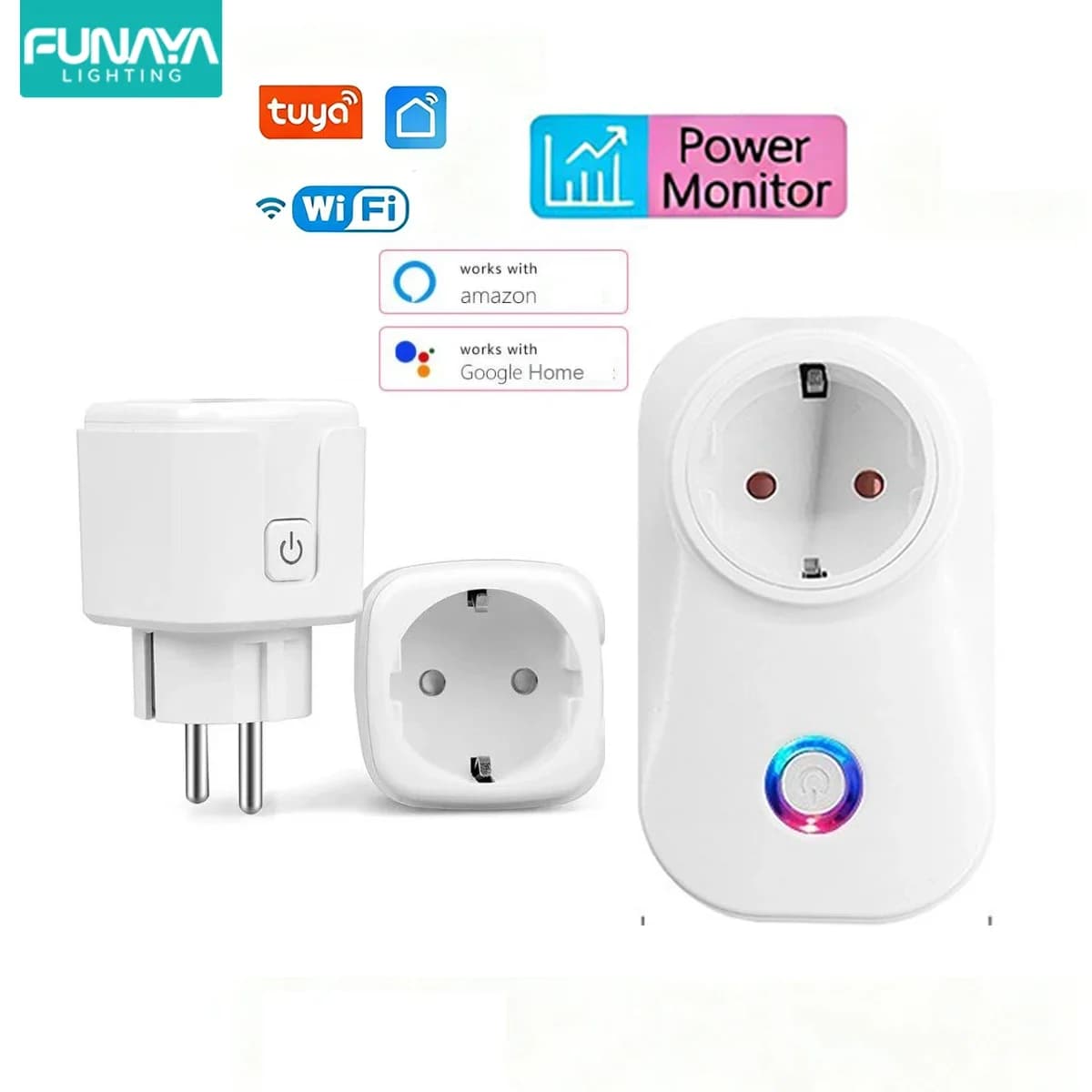 Intelligent EU socket Tuya WiFi 16A EU plug Remote control timer Power monitor Voice support Google Home Alexa Electrodomestic
