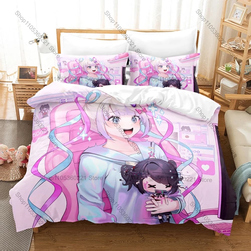Needy Streamer Overload Anime Bedding Set 3Pcs Duvet Cover Pillowcase Ultra Soft Microfiber Bedroom Decor For Gamers