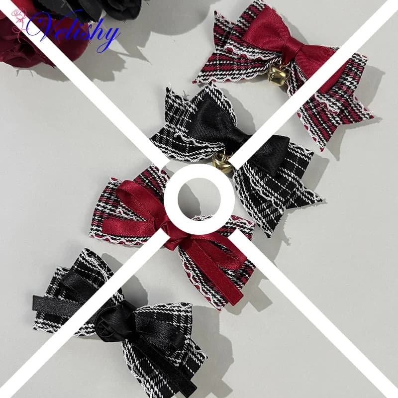 2 fermagli per capelli a forma di fiocco per ragazza dolce - Fermaglio per coda di cavallo versatile e alla moda a forma di campana a quadretti, accessori per capelli squisiti