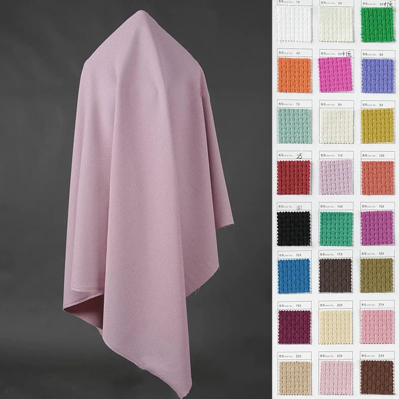 Waffle Weave Texture Fabric 3D Concave and Convex Soft Fabric for Sewing Casual Sportswear Jacket by Half Meter