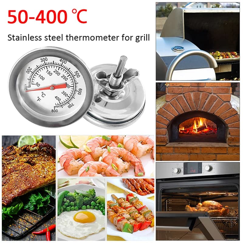 Termometro per griglia Temperatura domestica Termometro per barbecue Indicatore 50 ℃ 400 ℃ Indicatore di temperatura per barbecue in legno per affumicatore da cucina