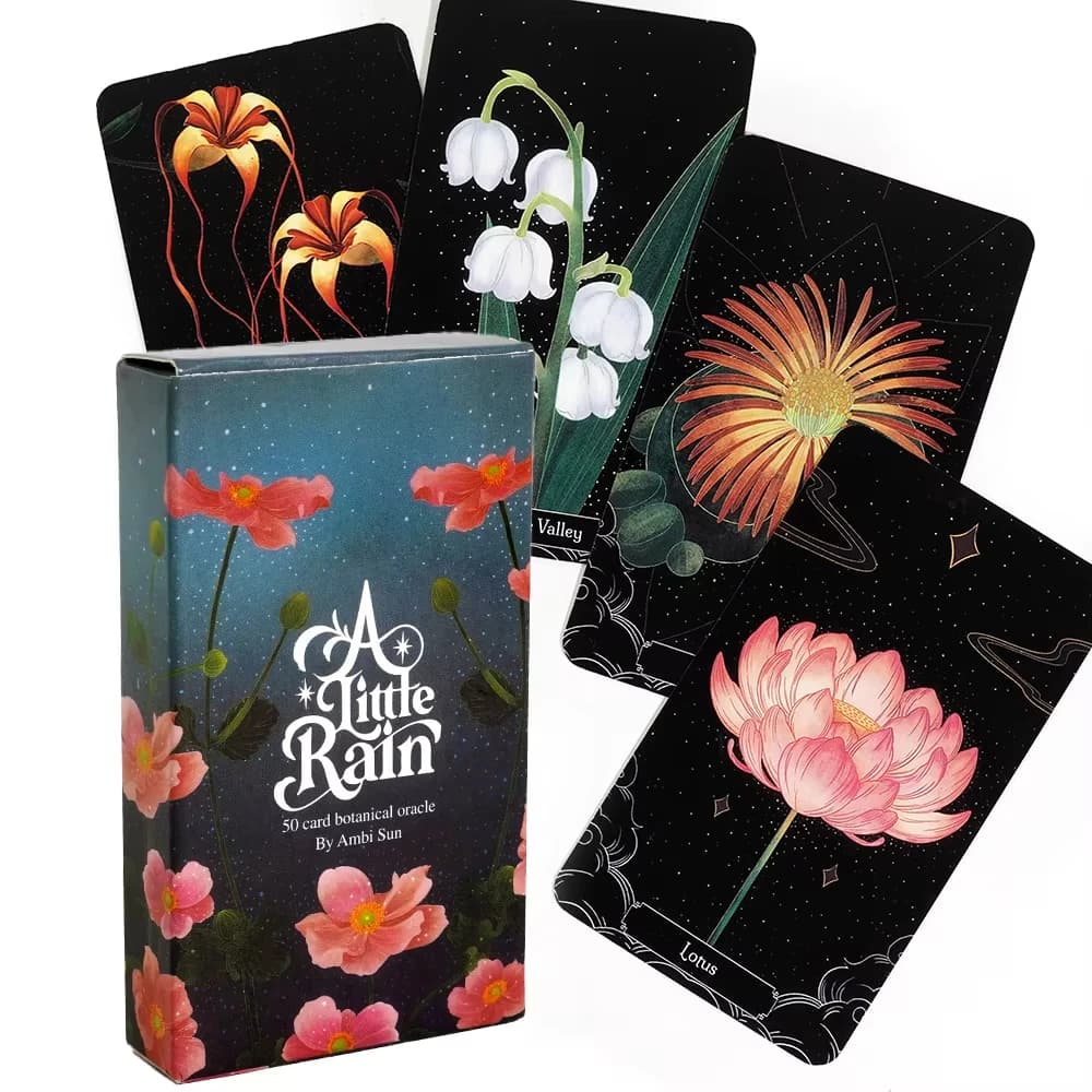 10.3*6 cm Una piccola pioggia Botanico Oracle Deck 52 bellissime illustrazioni botaniche uniche Carta Amore Oracle Carte Tarocchi