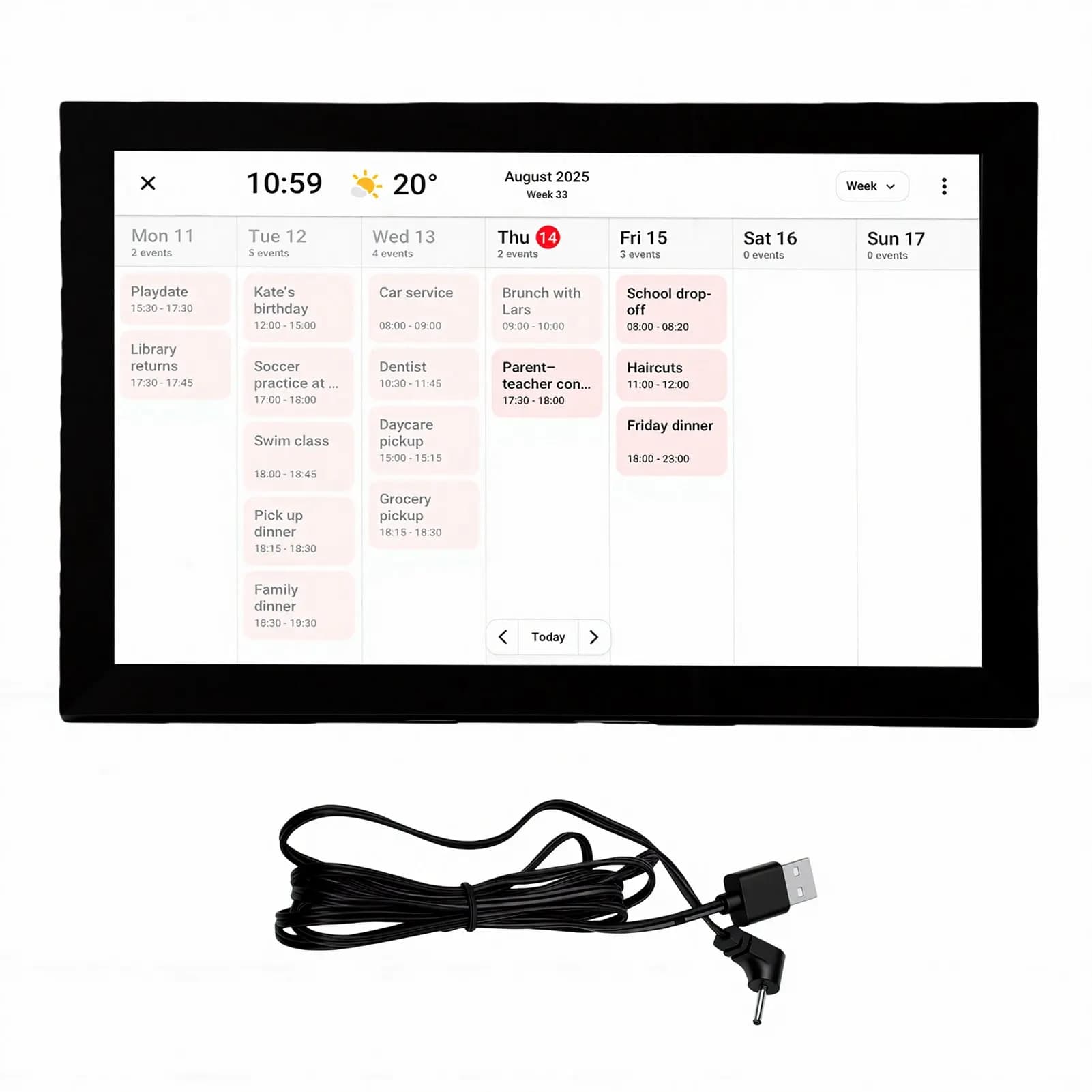 Cornice Digitale Intelligente da 10.1 Pollici con Calendario e Tabella delle Attività, Touchscreen, Pianificatore Elettronico per Famiglia e Ufficio