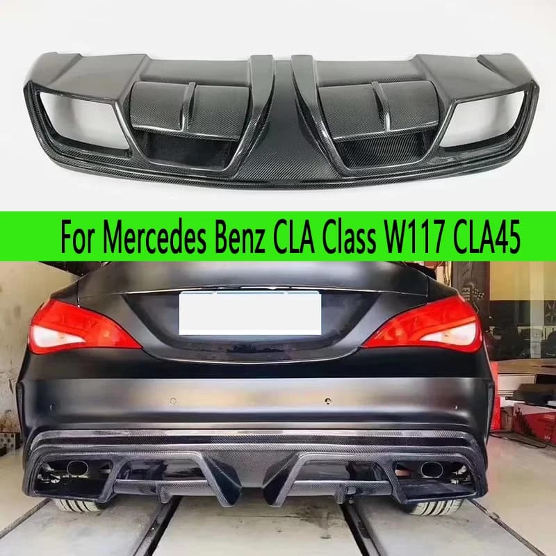 For Mercedes Benz Class CLA W117 CLA45 CLA200 260 Sports Carbon Fiber Auto Bumpers Rear Diffuser Splitter Rear Spoiler Lip Back