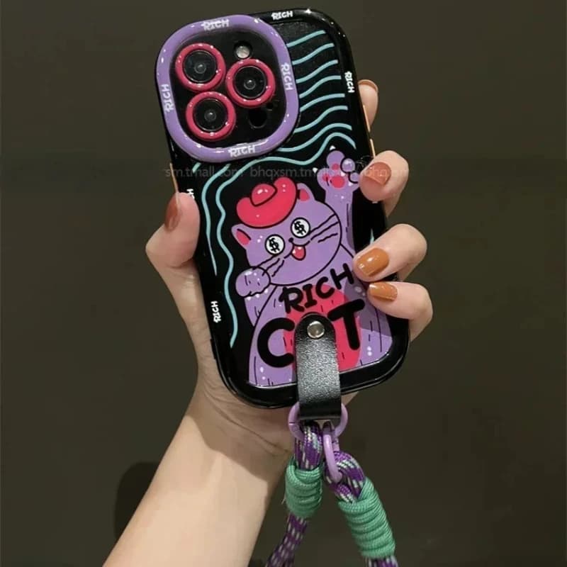 Nuovo adatto per iPhone 14promax Lucky Cat Monster custodia per auricolari 13pro Weaving Crossbody 12 11 copertura di protezione All Inclusive