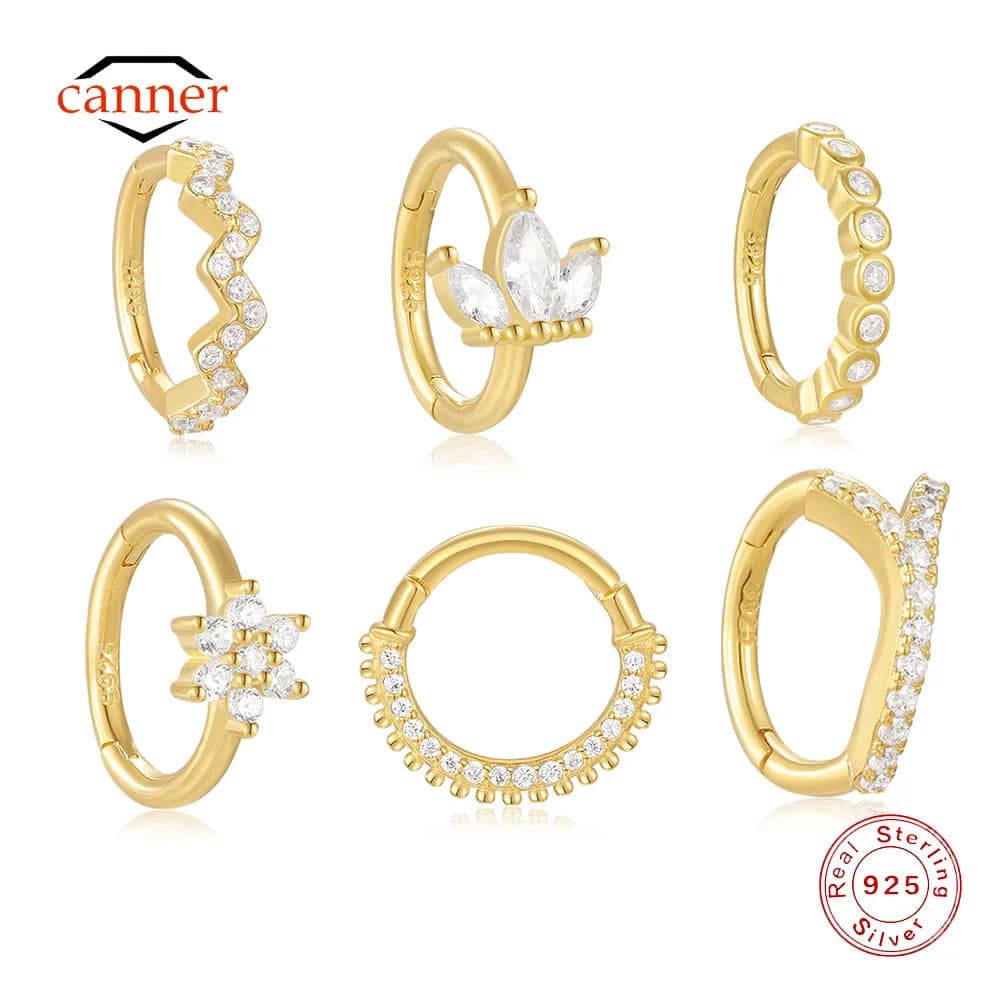 CANNER 1PC 925 Sterling Silver Horse Eye Zircon Cartilage Earrings Nose Ring Piercing For Women 18K Gold Ins Fine Jewelry Gift