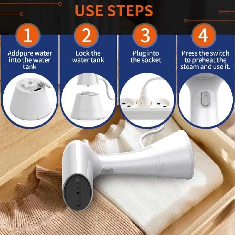 Portable Steamer Iron For Clothes Handheld 150℃/302℉ High Temperature Steam 220ml/7.4oz Water Tank 1000W 220V