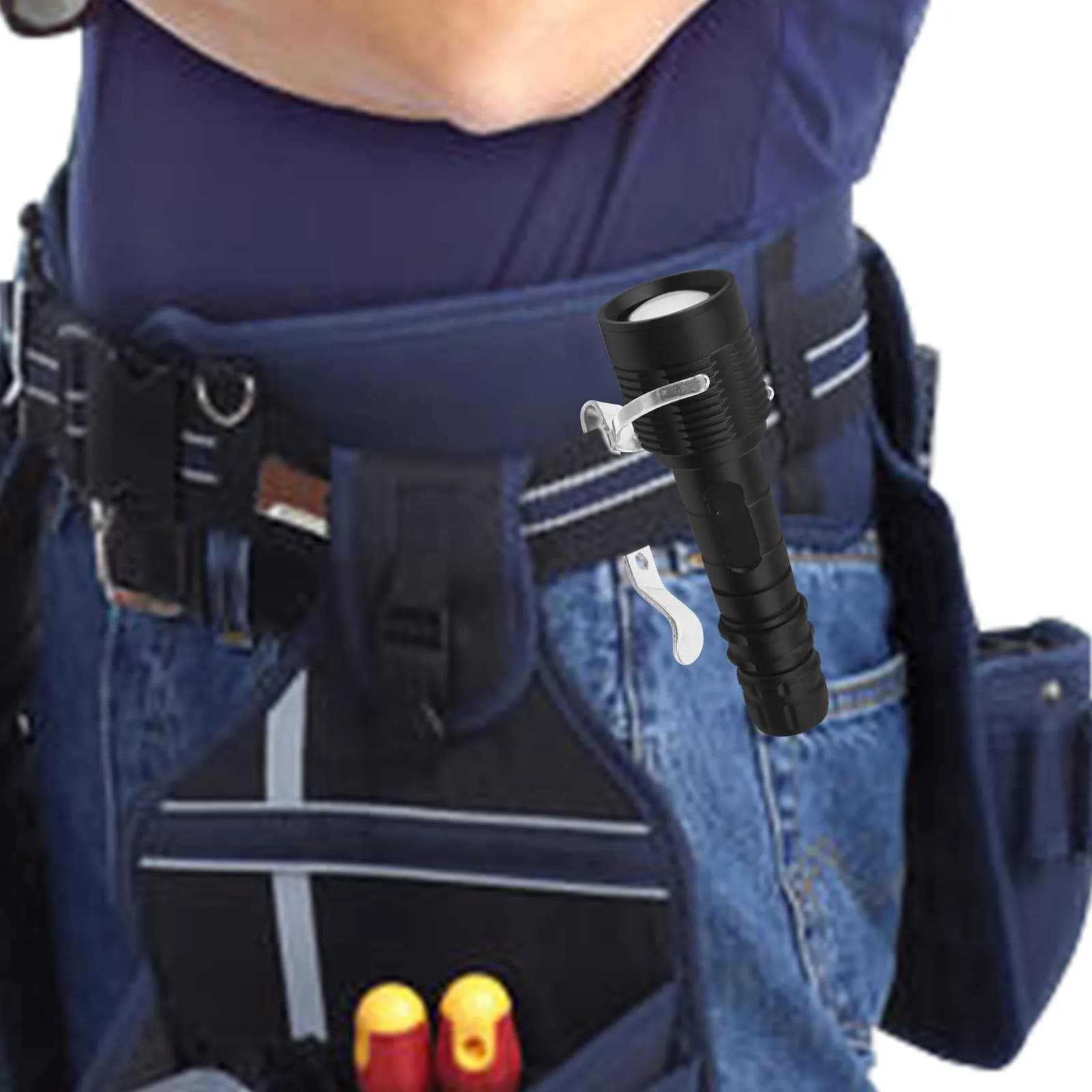Clip per Torcia in Acciaio Inossidabile Solido, Clip da Cintura per Torcia, Compatibile con T3, per Uso Senza Mani in Campeggio, Escursionismo e Lavoro Notturno