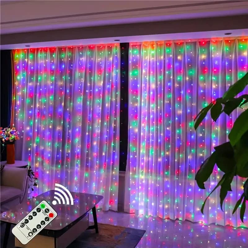 LED Iron Curtain Lights 8 Mode USB Remote Control Lucine String Wedding Christmas Decorations for Home Bedroom New Year's Lamp