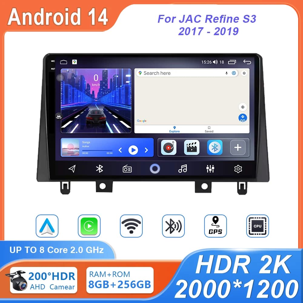 4G Lettore Multimediale Per Auto Radio Video Per JAC Refine S3 2017 - 2019 Android 14 di Navigazione GPS Touchscreen Audio Autoradio Carplay