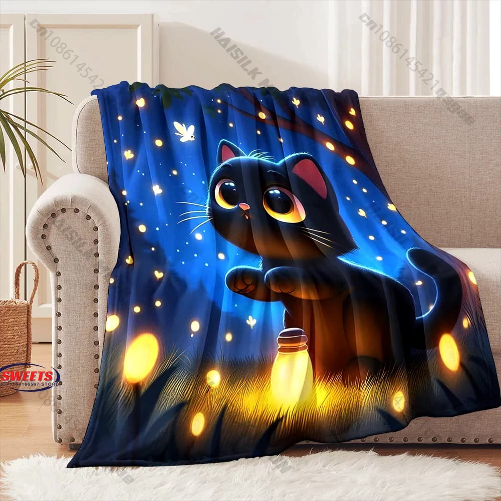 Coperta accogliente a tema gatto per le serate, disponibile in diverse misure per bambini e adulti, ideale per la camera da letto, il soggiorno e come decorazione per il divano, un regalo raffinato.