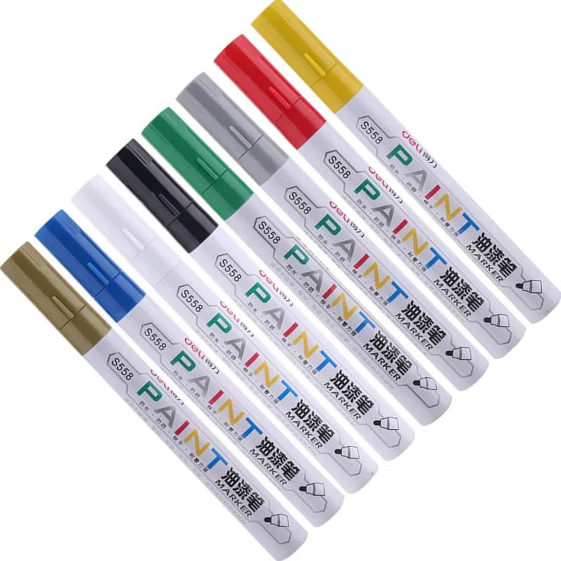 Deli 8 Colors Waterproof Permanent Paint Marker Pen Mark Tool Car Tire Wood Glass CD Graffiti Signature School Office Supply MP7