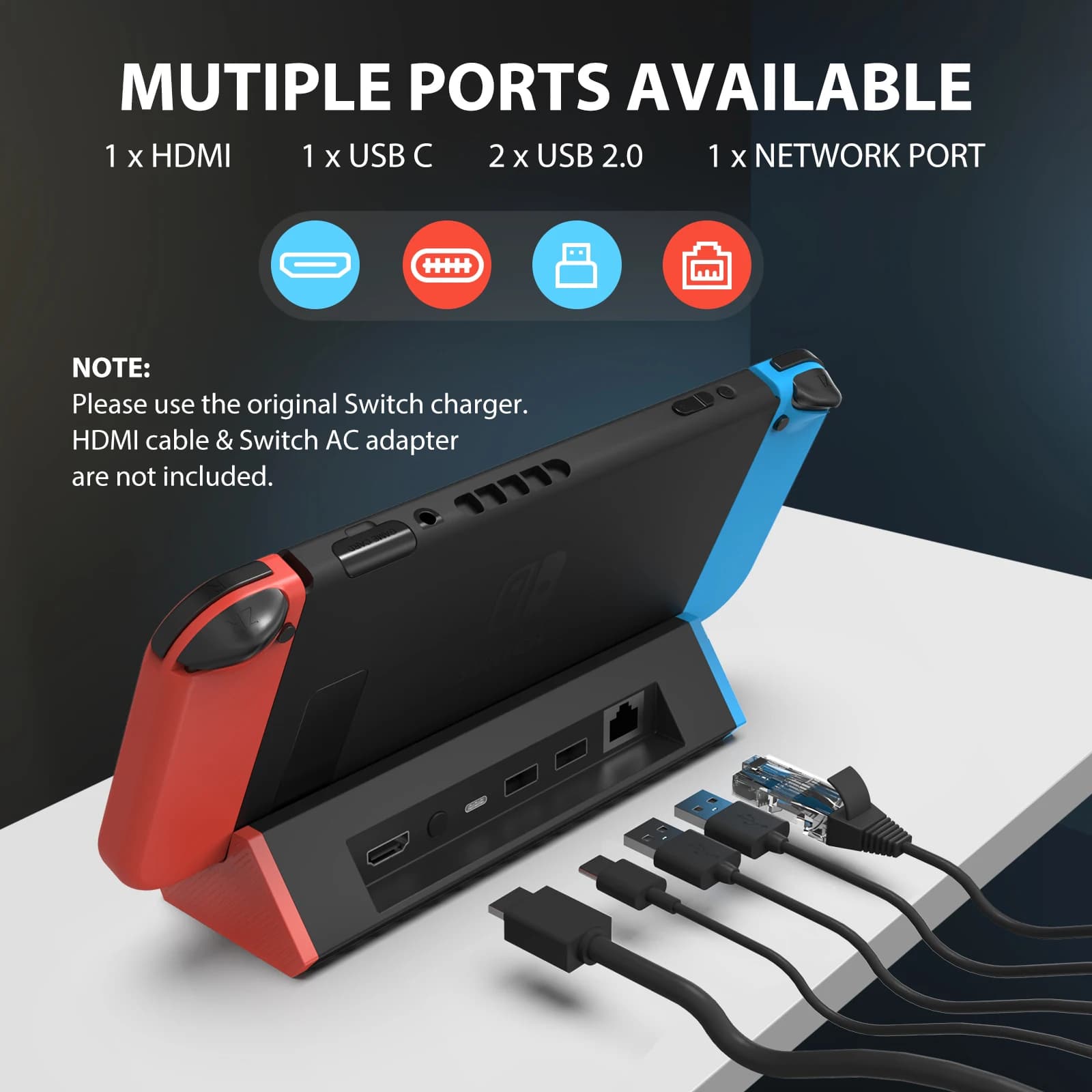 SIWIQU TV Docking Station per Nintendo Switch / Switch OLED, per Switch Dock Station di ricarica con supporto convertitore Video HD 4K