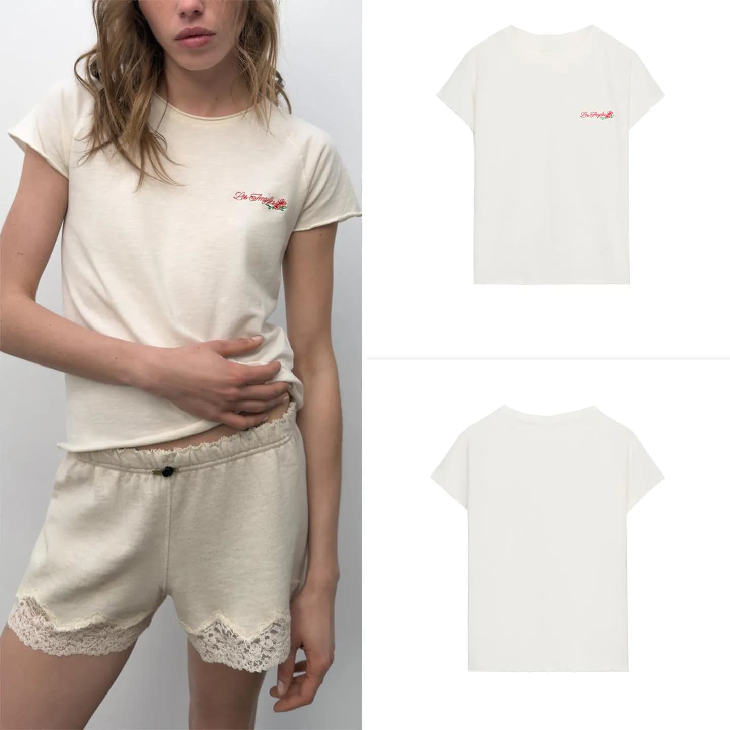 Women's Summer 2026 New round Neck Short Sleeve T-shirt Printed Insert Shoulder Style Casual Commute Loose Fit Comfortable