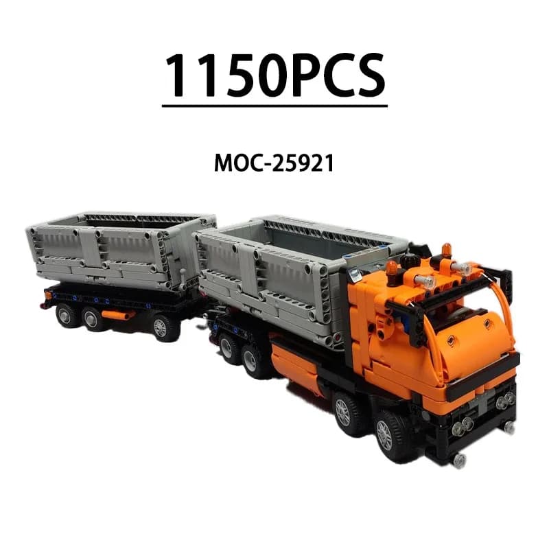 MOC-25921 Building Block Container Truck Model Ornament, 1150 Pieces, Children's Birthday, Christmas, and New Year Toy Gift