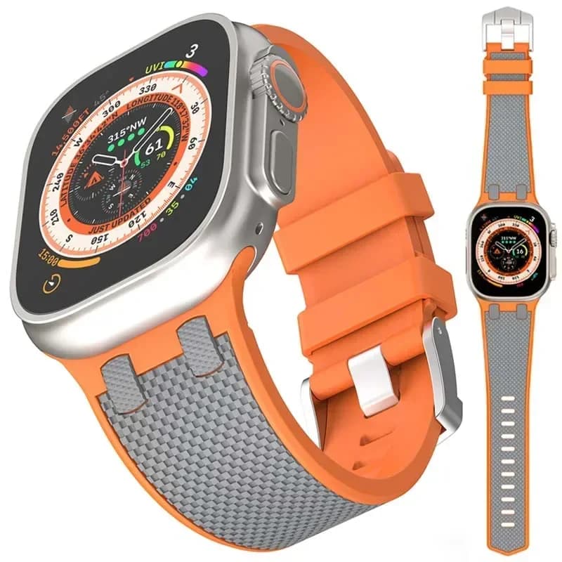 Carbon Fiber Strap for Apple Watch Ultra 2 49mm Silicone Band 45mm 44 42mm Men Sport Bracelet For iWatch Series10 9 8 7 6 4 5 se