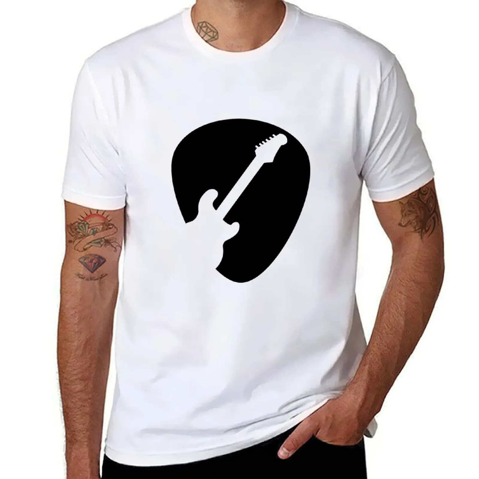 T-shirt con grafica Pick Guitar, maglietta traspirante da lavoro