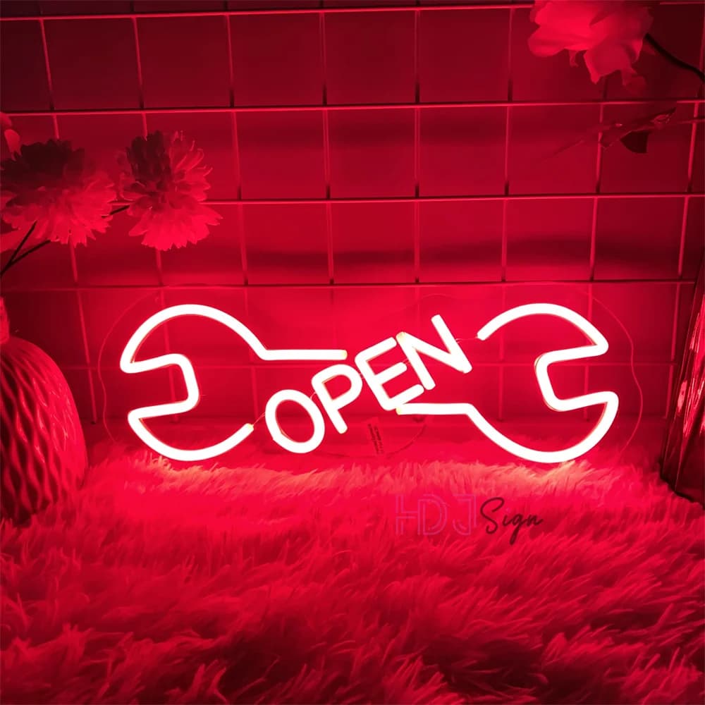 Insegna al neon aperta a LED per luci al neon aziendali USB Appeso a parete Decorazioni per la stanza Bar Salone di bellezza Negozi Garage Insegne al neon aperte