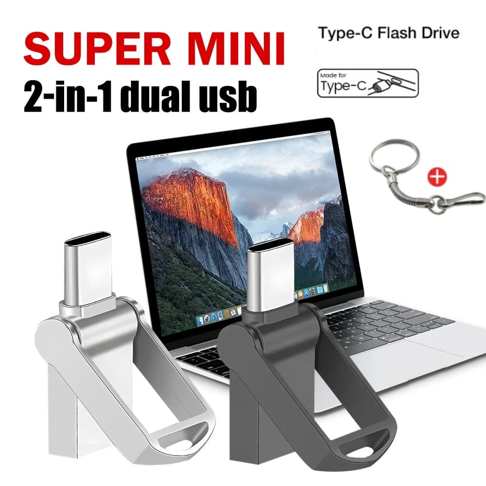 Mini Chiavette USB 2.0 in metallo 128 GB Tipo C Ultra Dual Mini Chiavetta USB 4 GB 64 GB 32 GB 16 GB Portachiavi gratuito Pen Drive Regalo aziendale
