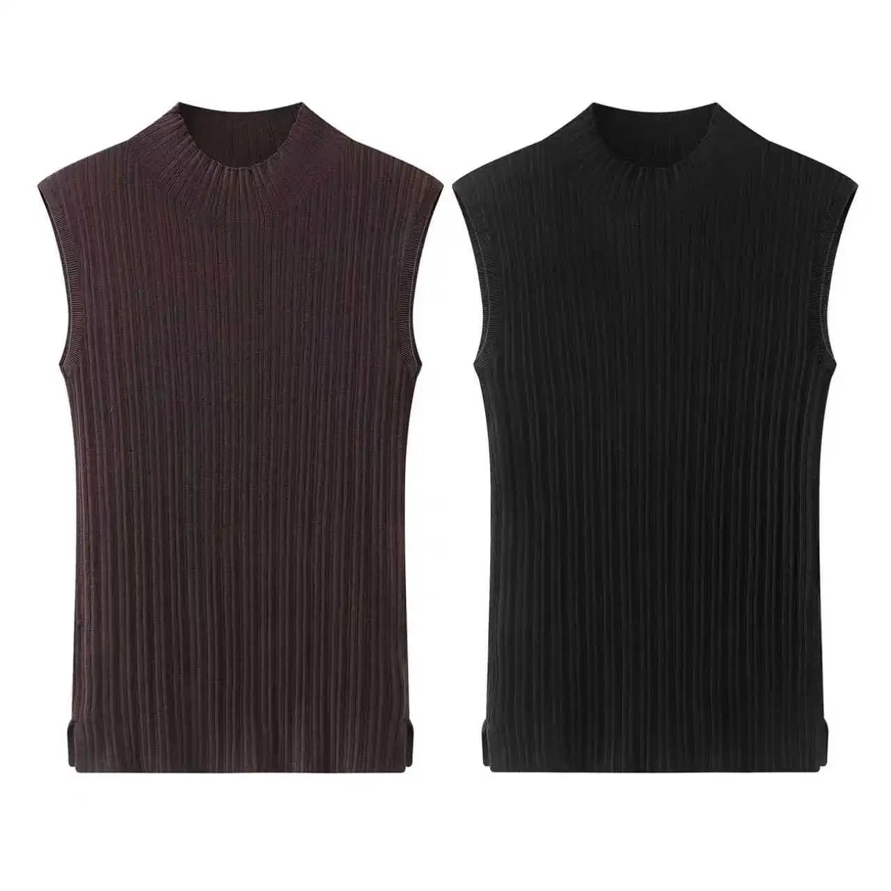 Canotta Estiva 2026 Xiao Ai in Maglia Slim Fit Senza Maniche con Collo Alto e Fascia Elastica, Stile Semplice Casual, Spessore Medio