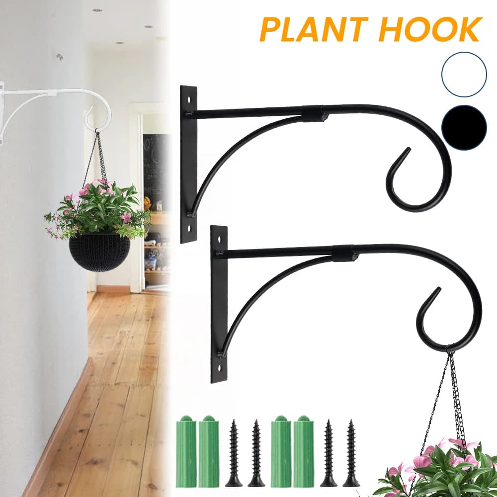 2 pieces hook for plants suspended flower pots support for basket iron hook art garden wall bracket decorative rack garden railing