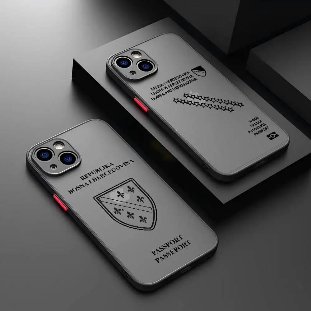 Custodia per passaporto Bosnia ed Erzegovina per iPhone 14 11 12 13 Mini Pro Max 8 7 Plus X XR XS MAX Cover opaca traslucida