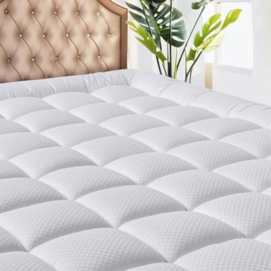 Size Mattress Pad - Cooling Breathable Mattress Topper, Quilted Fitted Mattress Protector, Pillow Top Mattress Cover with 8-21"