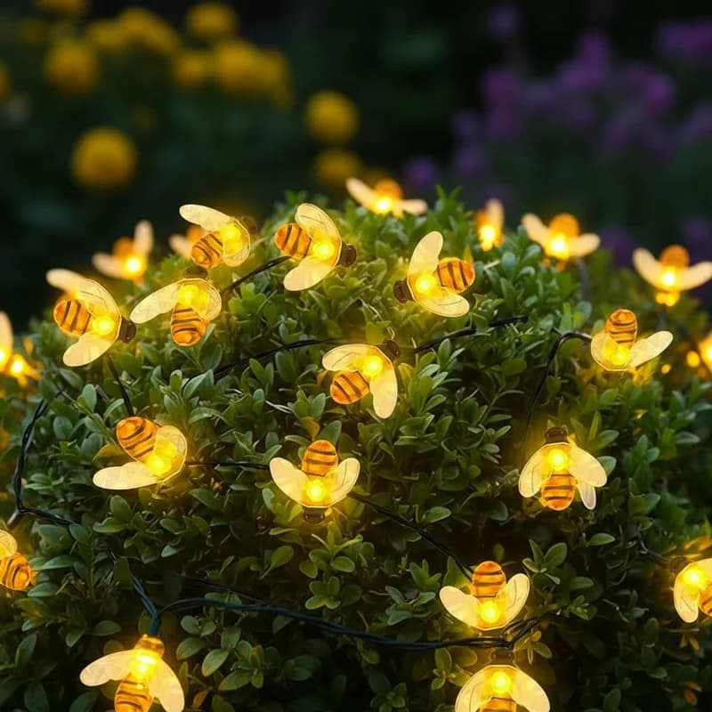 Lampada Solare a Forma di Ape con 20 LED, Luci a Stringa per Esterni, Decorazione per Giardino, Matrimoni e Feste