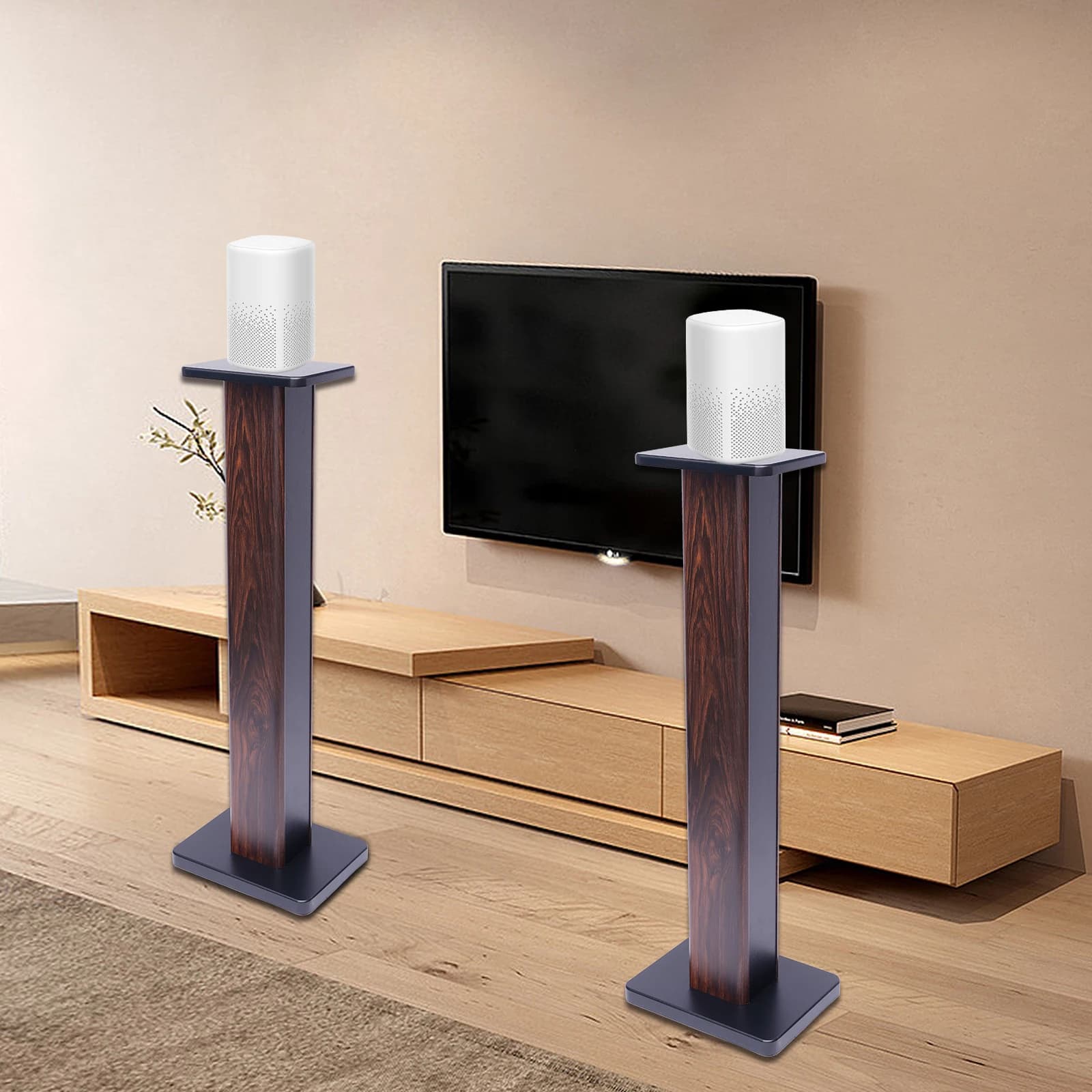 Pair of H36in Universal Speaker Support for Floor Shelf for Surround Home Theater Sound Studio Monitor Living Room