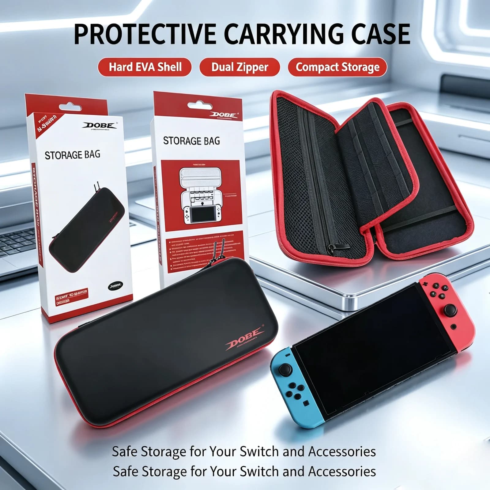 Portable Hard EVA Carrying Case for Nintendo Switch Console with 10 Game Card Slots Travel Storage Gaming Accessories
