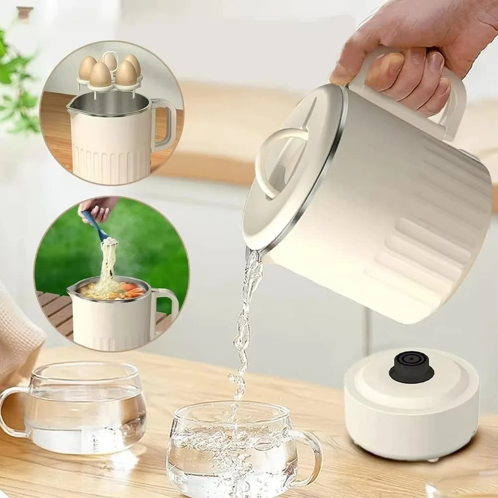 1000ML Travel Folding Electric Water Kettle Stainless Steel Inner Space-saving Insulated Thermos Anti-scalding Collapsible