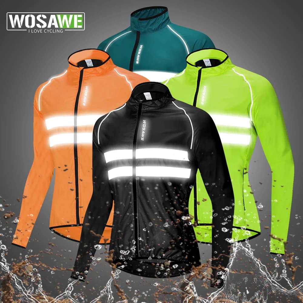 WOSAWE uomo ciclismo giacca a vento MTB bicicletta manica lunga cappotto resistente all'acqua Sport all'aria aperta Jersey giacca da bici abbigliamento da ciclismo