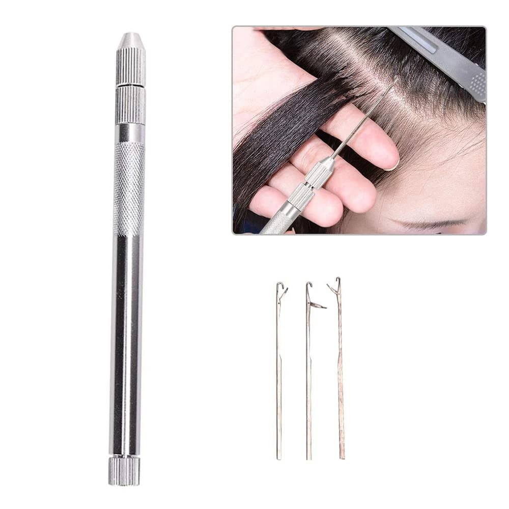 Aluminum Hook Needle Wig Making Tools Ventilation Needles For Lace Wigs Micro Ring Hair Crochet Needles Kit 3 Hook