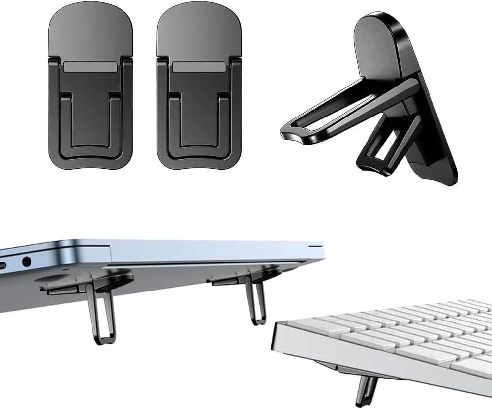 Supporto Pieghevole per Laptop (Confezione da 2), Angoli Regolabili, Rialzo Portatile per Tastiera da Scrivania (Nero)