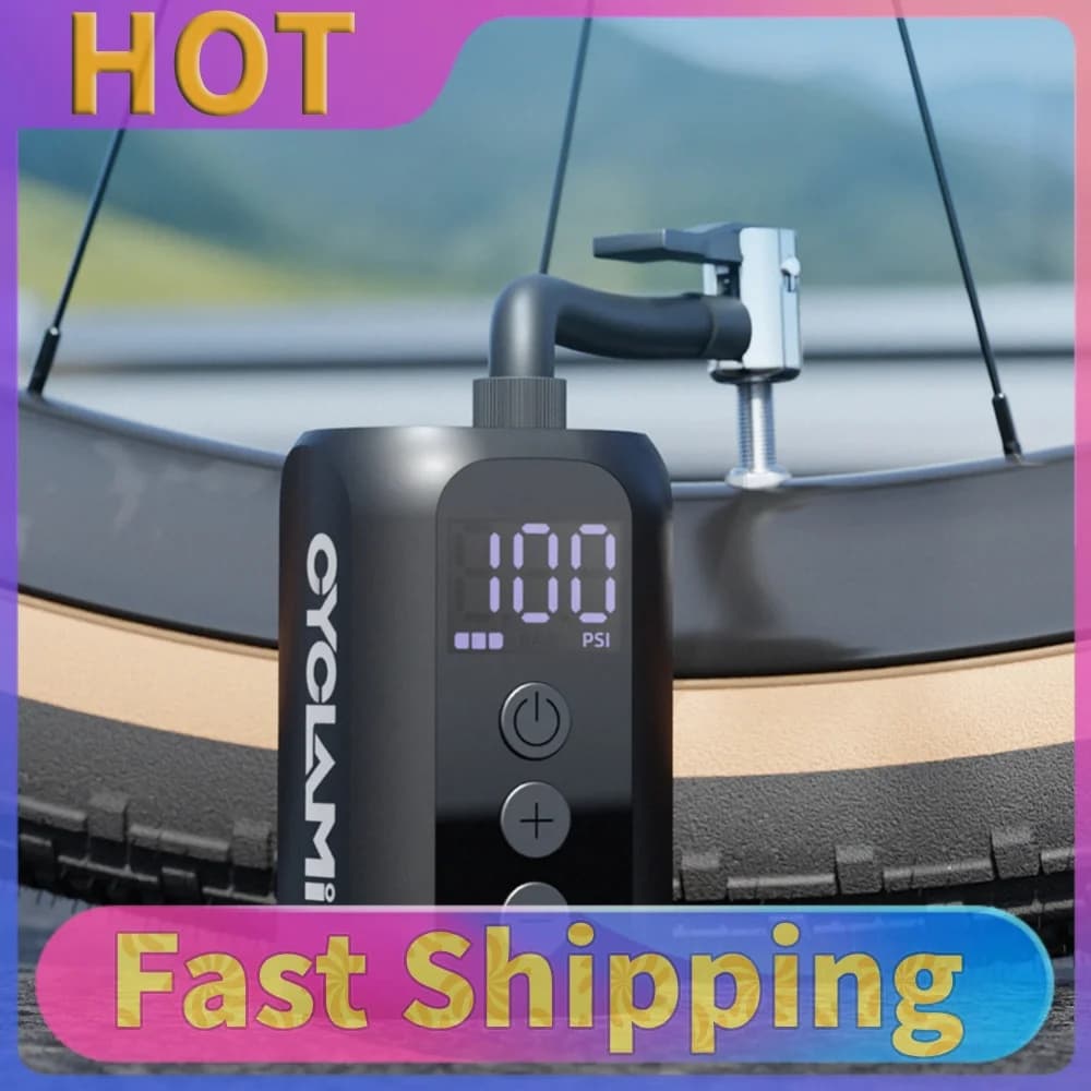 100 PSI Wireless Ball Pump Multifunctional Bicycle Tire Inflator USB Rechargeable Air Mattress Pump for Mountain/City/Road Bike