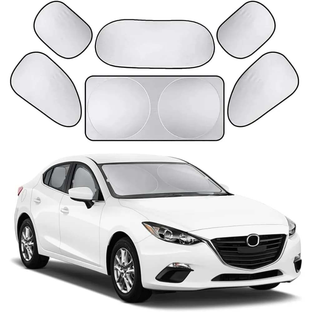 Paralume per finestrino dell'auto, set da 6 tende parasole per finestrino laterale parabrezza anteriore e posteriore con custodia per auto, suv, furgone, truc