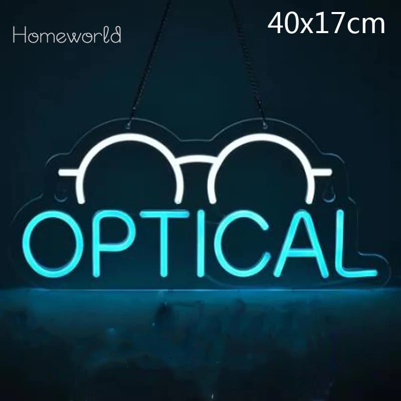 Occhiali ottici Luce al neon LED Insegna al neon USB Dimmerato Decorazione da parete per Clinica degli occhi Camera da letto Ufficio Negozio Negozio Regalo per amico bambino