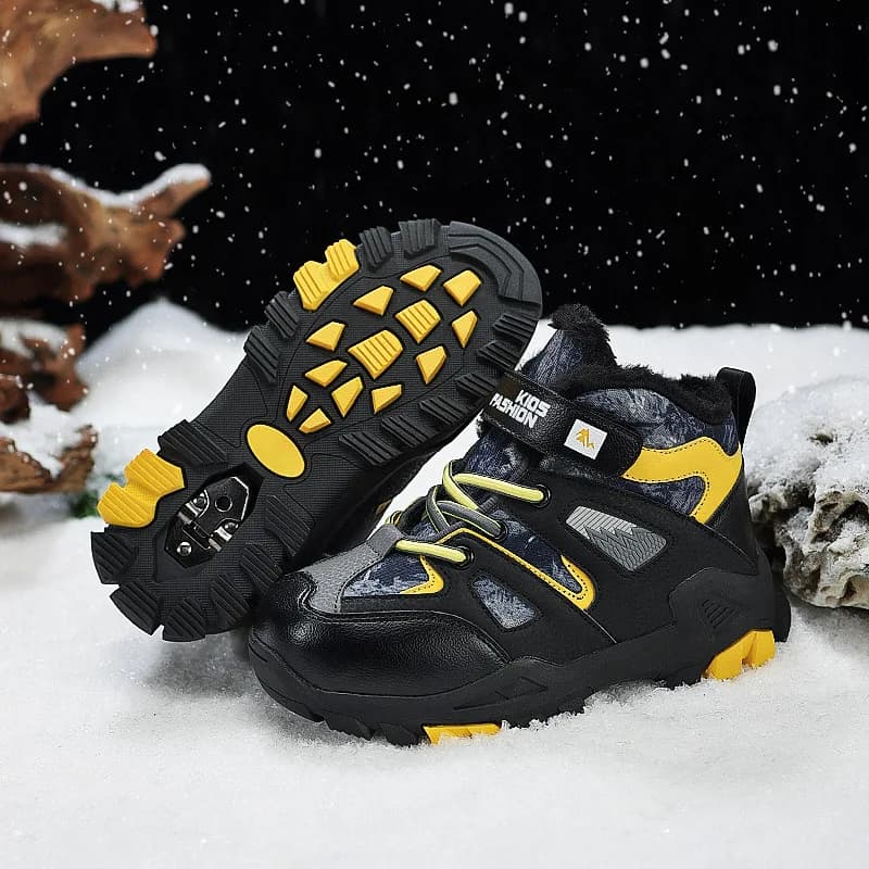 Scarpe Invernali in Pelliccia per Bambini, Scarpe Sportive Antiscivolo con Chiodi, Stivali da Neve Caldi in Velluto, Sneakers con Plateau Alto per Ragazzi