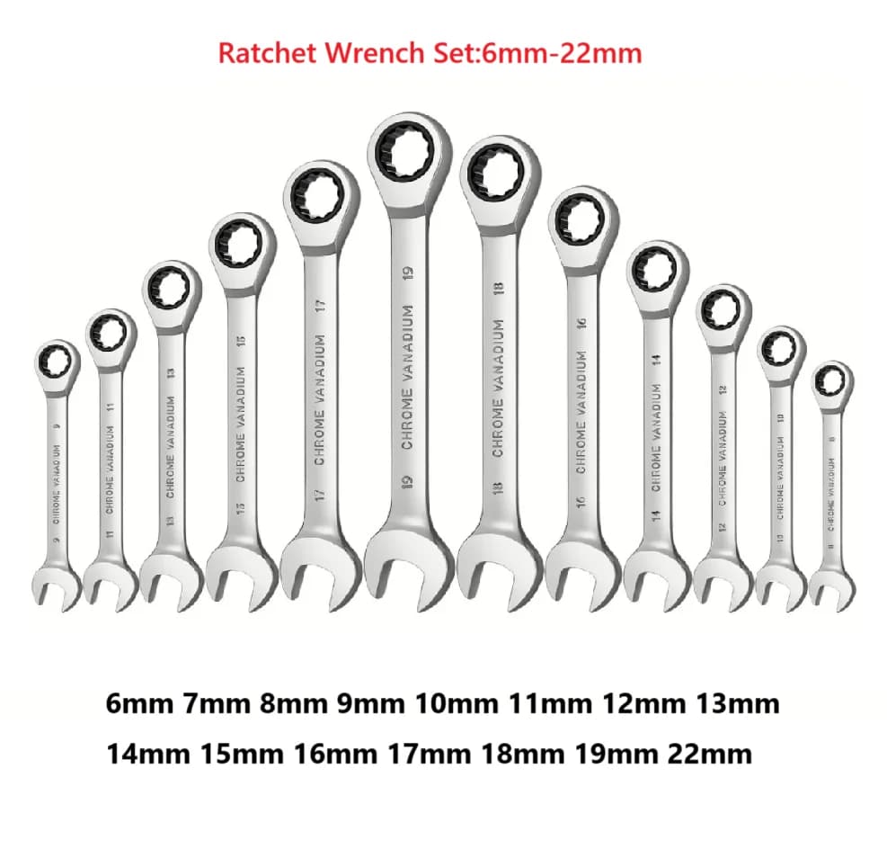 Set di chiavi a cricchetto con chiave metrica con anello dentato da 72 denti, chiavi combinate con presa di coppia per strumenti di riparazione auto