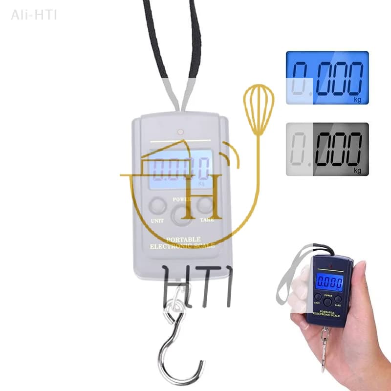 Bilancia digitale portatile multifunzione da 40 kg, mini bilancia elettronica a gancio per pesare bagagli, valigie, attrezzatura da pesca e da viaggio.