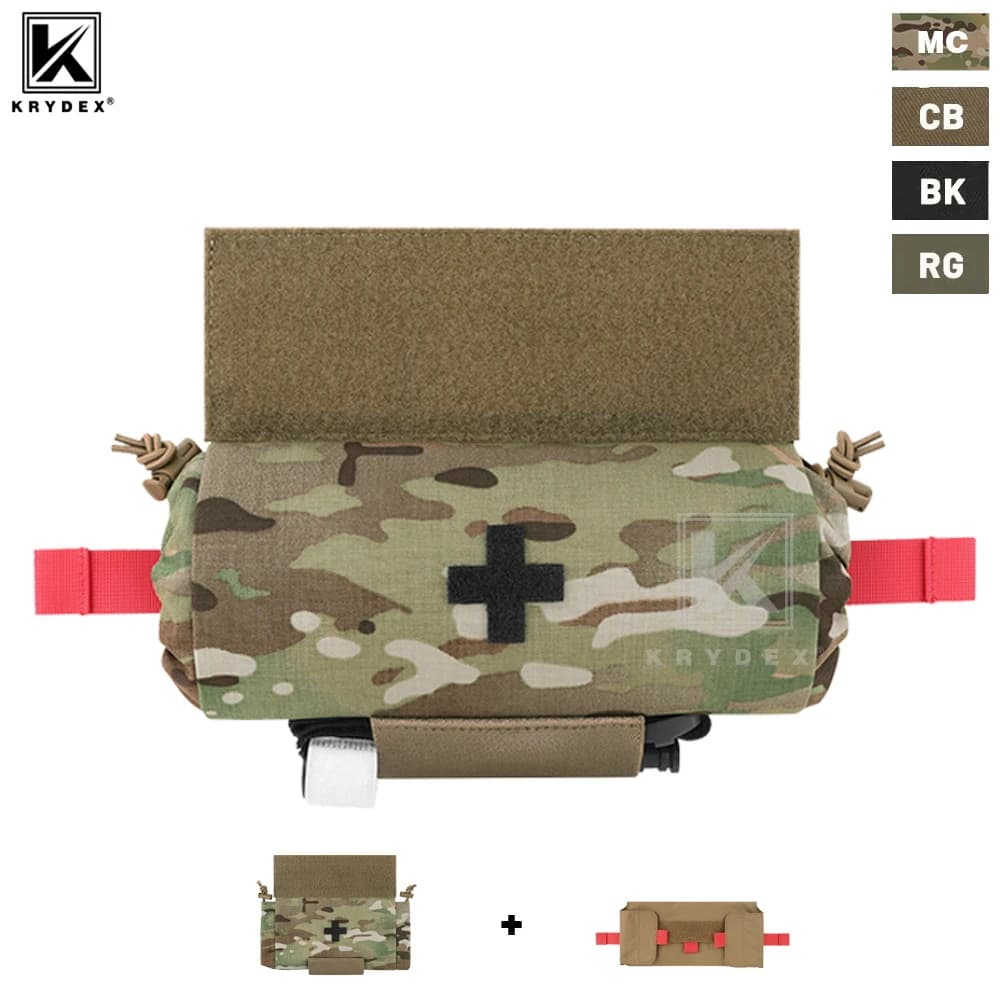 KRYDEX Custodia tattica arrotolabile per medicinali Primo soccorso Trauma EMT IFAK Custodia organizer Drop Dump Pouch per gilet Pettorale Attrezzatura da esterno