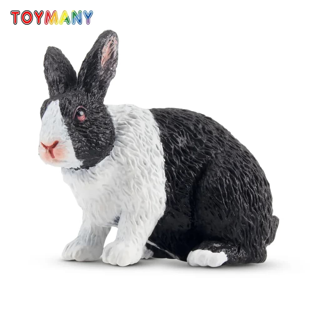 Toymany Simulazione Coniglio olandese Fauna selvatica Modello animale Giocattolo Mini Figure Bambole Action Figurine Giocattoli Regalo per bambini Decorazione torta