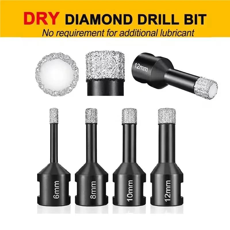 Punte diamantate brasate sotto vuoto M14 Punte diamantate resistenti per piastrelle in vetro Porcellana pietra Marmo Granito 6/8/10/12mm