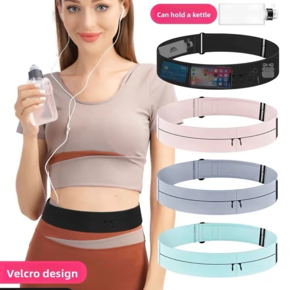 1pc Magic Tape Invisible Running Waist Bag Multifunctional Phone Pouch for Men Women Fitness Marathon Outdoor Storage Belt Pack