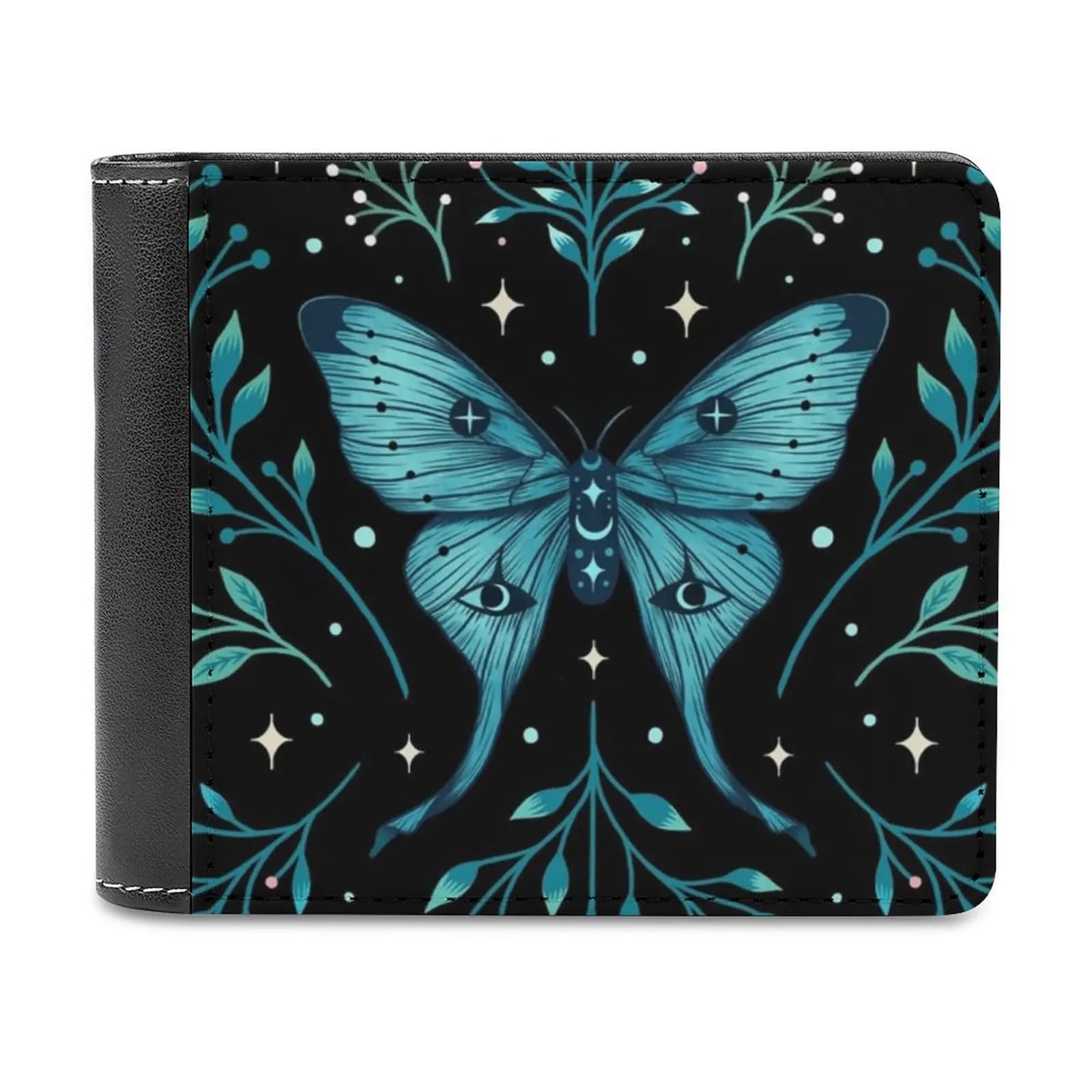 Mystical Moon Moth Turquesa Portafogli da uomo d'affari Portafogli piccoli Nuovo design Prezzo in dollari Portafoglio superiore Luna Moth Magical Wicca