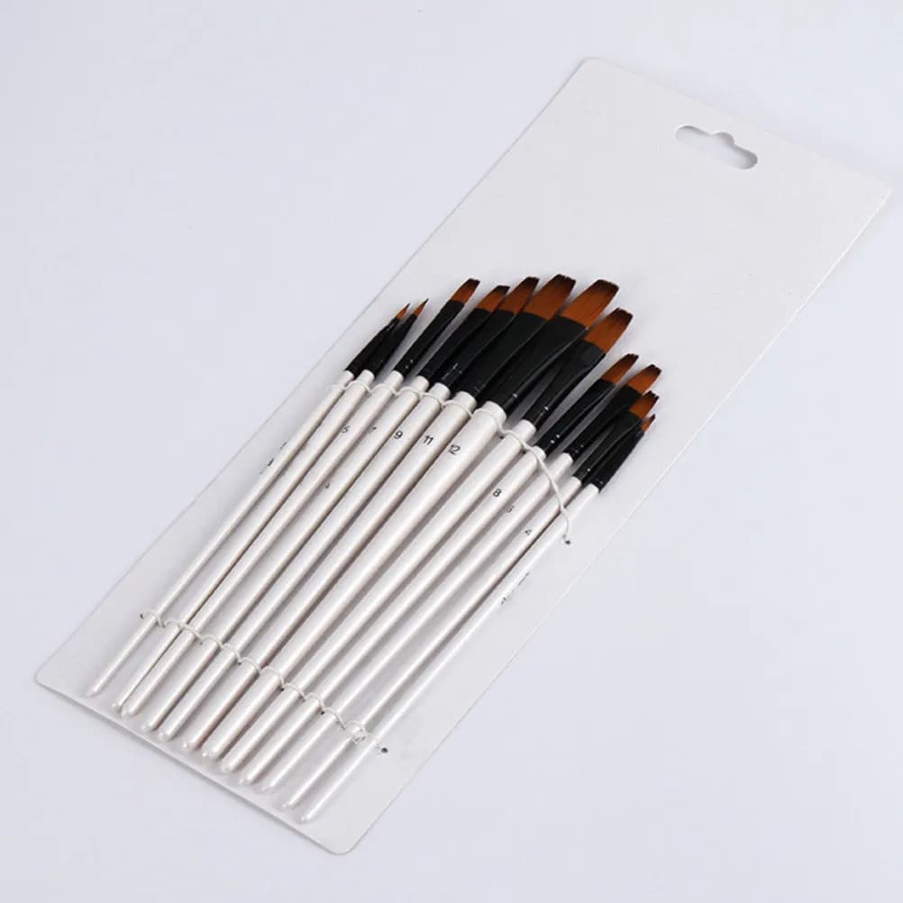 12Pcs Versatile Painting Brushes Set Nylon Filament Wooden Handle Comfort Grip for Watercolor Acrylic Oil Body Face Nail Craft