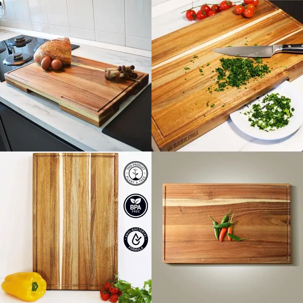 Extra Sizes Thickness in Acacia wood 1.6, 24x15 Inches, with Handles for Use in Kitchen
