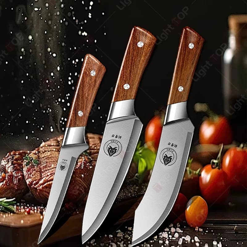 WXCOO Set di coltelli da cucina professionali 3 pezzi, coltello per affettare frutta e verdura, coltello da chef, coltello da disosso in acciaio inossidabile